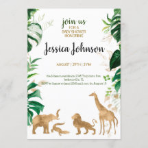 Baby shower Gold Safari Invitation