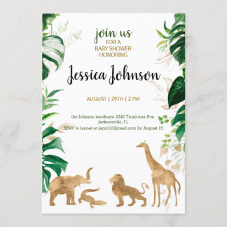 Baby shower Gold Safari Invitation