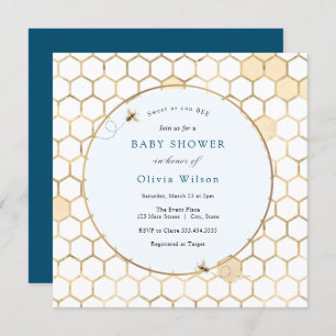 Baby shower Golden Bee Boy Invitation