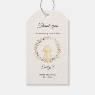 Baby-Shower Golden Retriever Wildflower Neutral  Geschenkanhänger