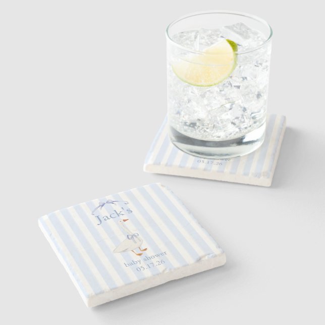 Baby shower goose blue steinuntersetzer (Seitenansicht)