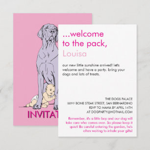 Baby Shower Great Dane Minimal Drawing  Einladung