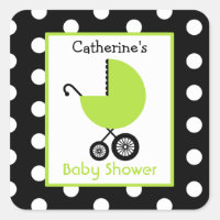 Baby Shower Green Carriage & Polka Dots