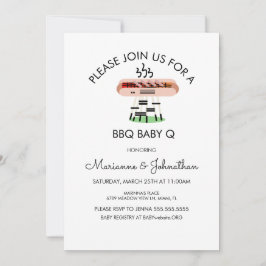 Baby Shower GRILLEN Baby Q Grilling Hotdog Einladu Einladung