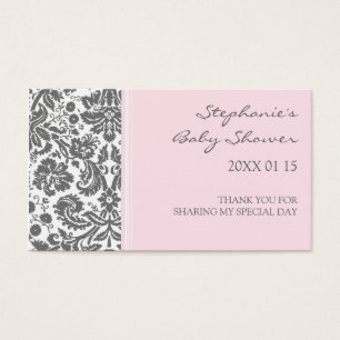 Baby shower gris rose damassé Favoriser les étique