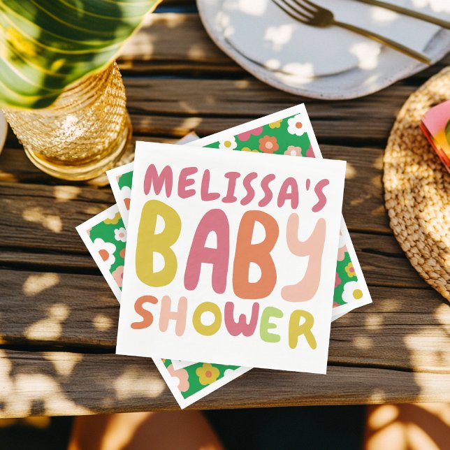 BABY SHOWER Groovy COLORFUL CUSTOM Serviette (BABY SHOWER Groovy COLORFUL CUSTOM Napkins
)