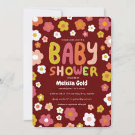 BABY SHOWER Groovy Daisies Floral CUSTOM Einladung