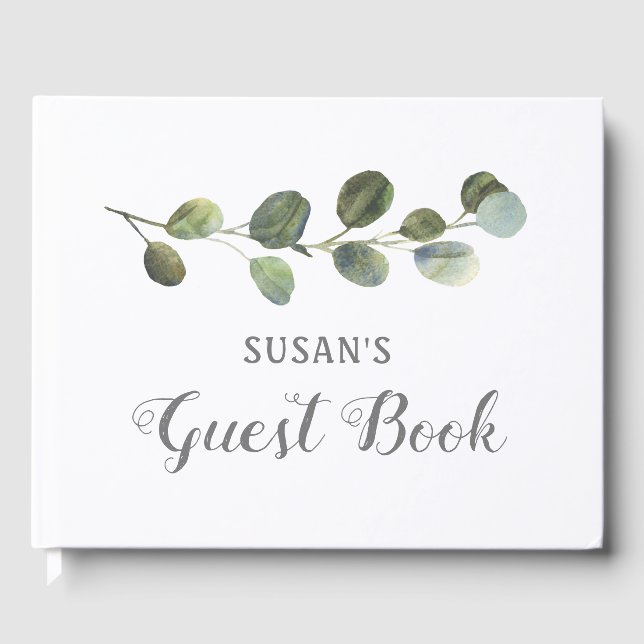 Baby Shower Guest Book, Grüne Eucalyptus Gästebuch (Vorderseite)