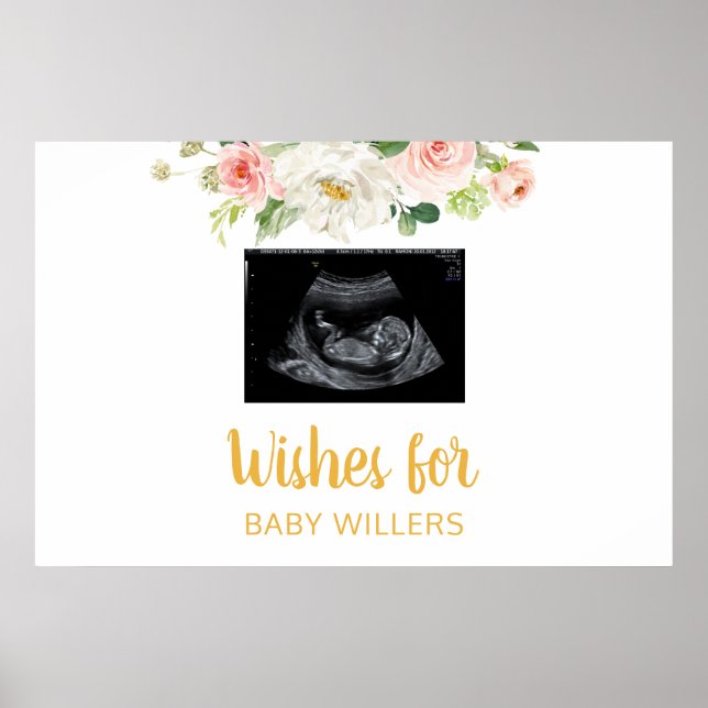 Baby Shower Guest Book Sign, Sonogram Ultrasound Poster (Vorne)