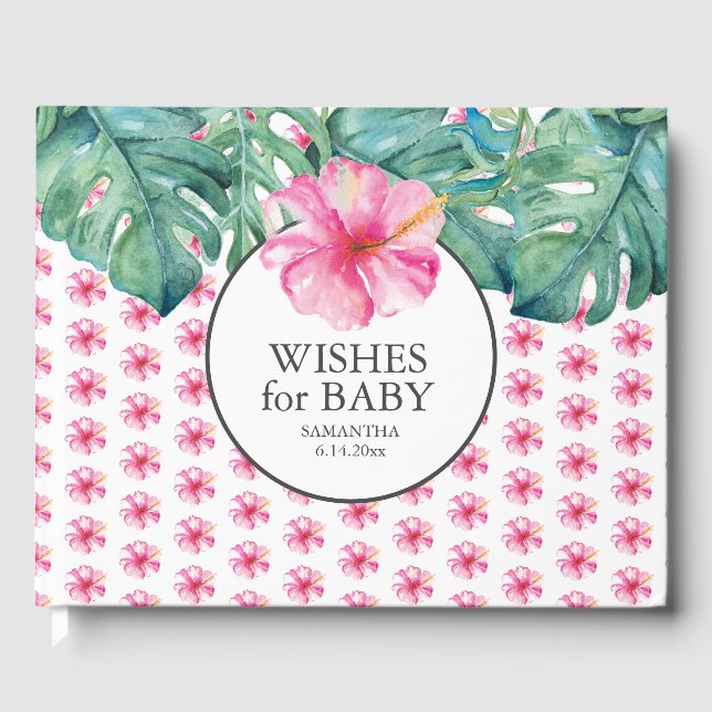 Baby Shower Guest Book Tropical Flowers Gästebuch (Vorderseite)
