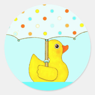 Baby-Shower-Gummiente mit Regenschirm Klassisch Ru Runder Aufkleber