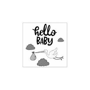 Baby Shower Hallo neue Familie Gummistempel