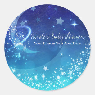 Baby Shower Himmelskörper Mond Glanz Himmel Benutz Runder Aufkleber