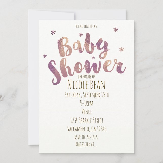 Baby Shower Imitate Gold Bronze Einladungen (Vorderseite)