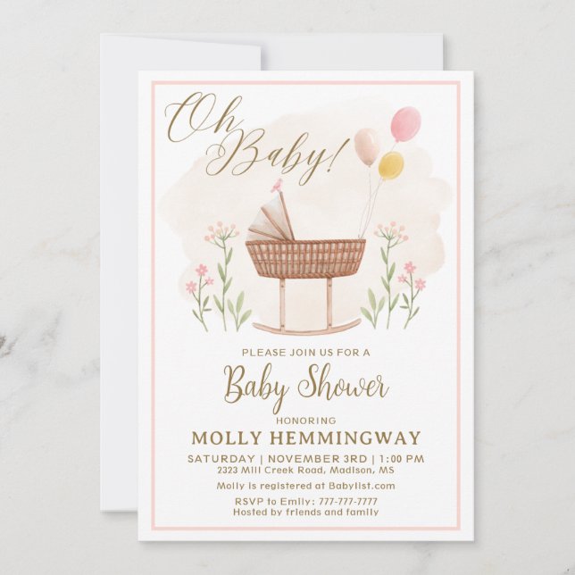Baby Shower Invasion Baby Girl Einladung (Vorderseite)