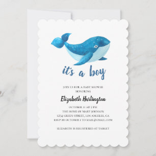 Baby shower. Invitation à la baleine bleue. Nautic