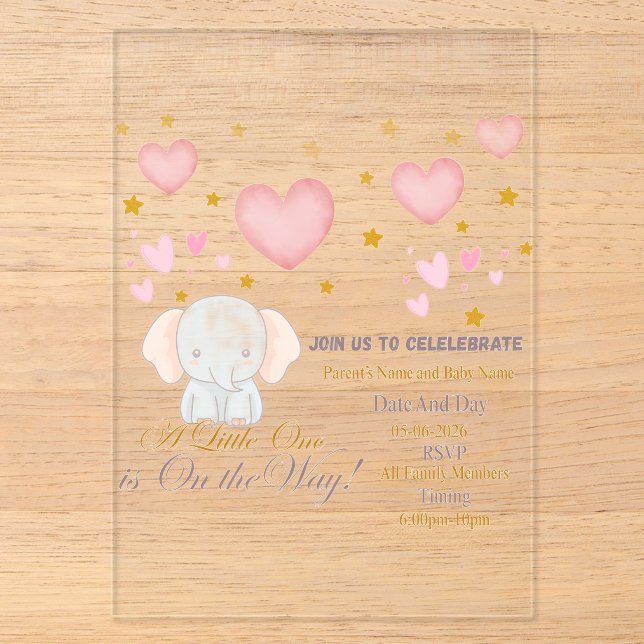 Baby Shower Invitation Acryleinladungen (Vorderseite)