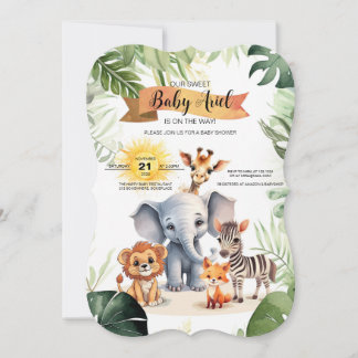 Baby shower invitation animaux de safari dans la j