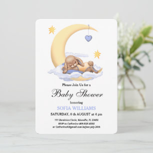 Baby shower invitation avec un adorable lapin.