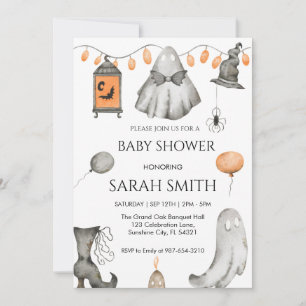 Baby shower Invitation Baby shower Halloween Ghost