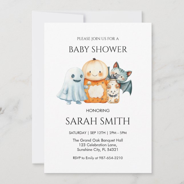 Baby shower Invitation Baby shower Halloween Ghost (Devant)