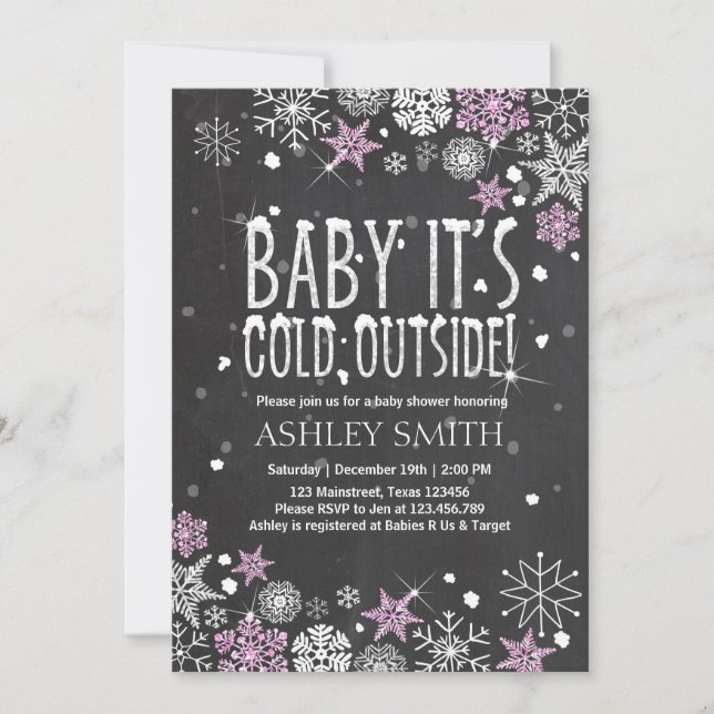 Baby shower invitation Bébé froid en dehors de Pin (Devant)