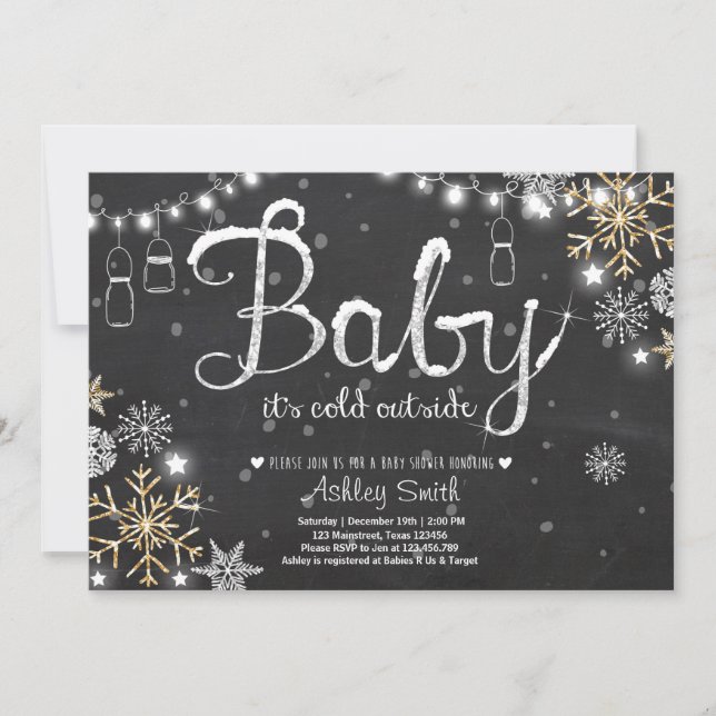 Baby shower invitation bébé il fait froid dehors (Devant)