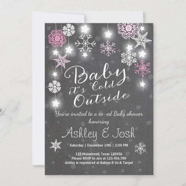 Baby shower invitation bébé il fait froid dehors F (Devant)