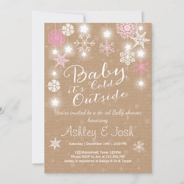 Baby shower invitation bébé il fait froid dehors F (Devant)