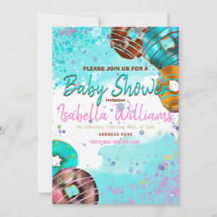 Baby shower invitation beignets colorés