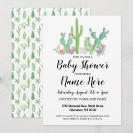 Baby shower Invitation Cactus Imprimer Aquarelle