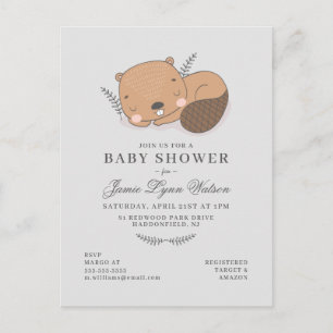 BABY SHOWER   Invitation Castor Endormi