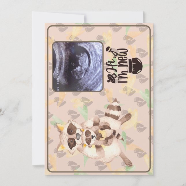 Baby Shower Invitation Custom Photo Raccoons Brown (Devant)