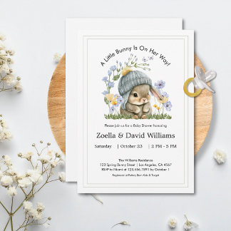 Baby Shower Invitation Cute Minimal Bunny Einladung