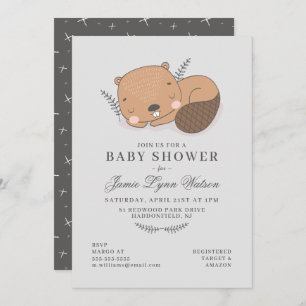 Baby shower Invitation de castor dormant