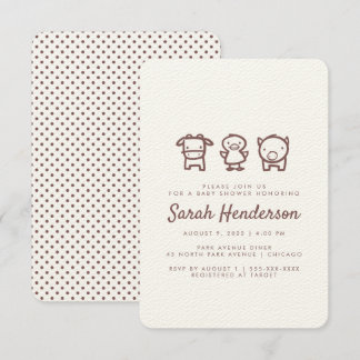 Baby shower Invitation de Doodles d'animaux de fer