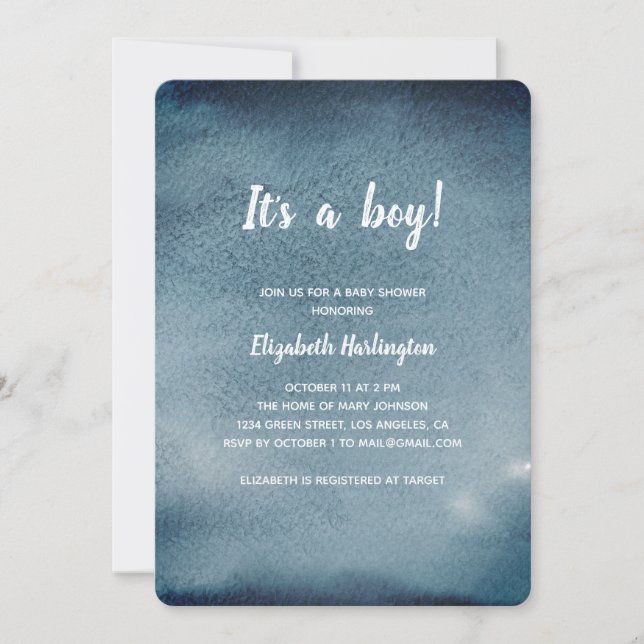 Baby shower. Invitation de la Marine. Aquarelle bl (Devant)