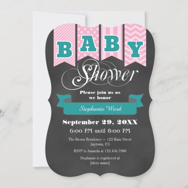 Baby shower Invitation de tableau de bord Turquois (Devant)