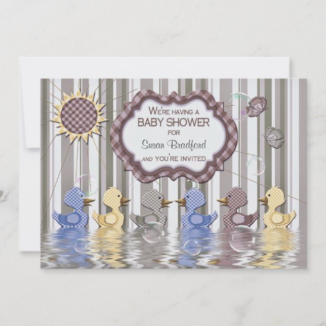 BABY SHOWER INVITATION - DUCKS SWIMMING - EINZIGAR EINLADUNG (Vorderseite)