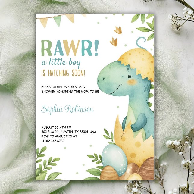 Baby shower invitation featuring a dinosaur  einladung (Von Creator hochgeladen)