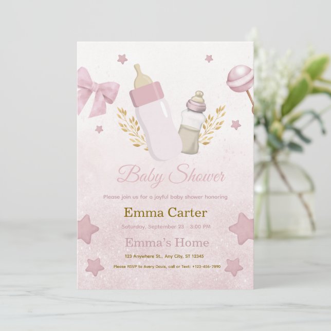 Baby Shower Invitation Feiertagskarte (Stehend Vorderseite)