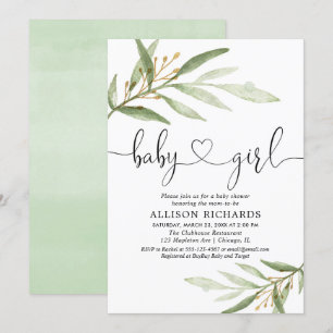 Baby shower invitation fille simple et moderne ver