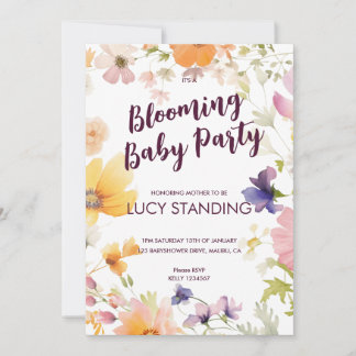 Baby shower Invitation Fleurs sauvages de printemp