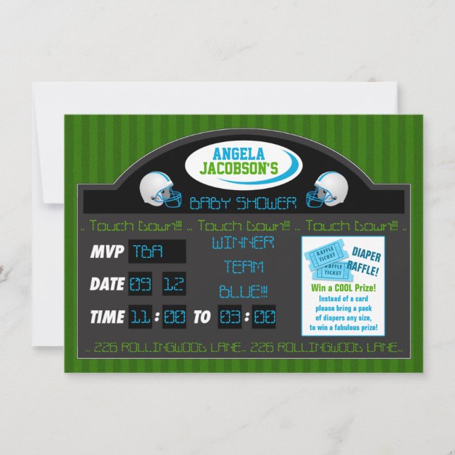 Baby shower Invitation Football Sports Scoreboard (Devant)