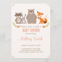 Baby shower invitation Forêt d'animaux