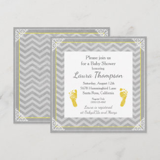 Baby shower Invitation Grey Chevron Stripe