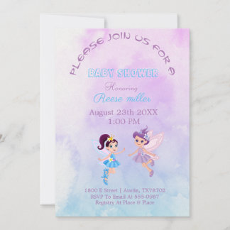 "Baby Shower Invitation in Lila & Light Blue" Save The Date