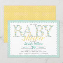 baby shower invitation jaune vert neutre pour les 