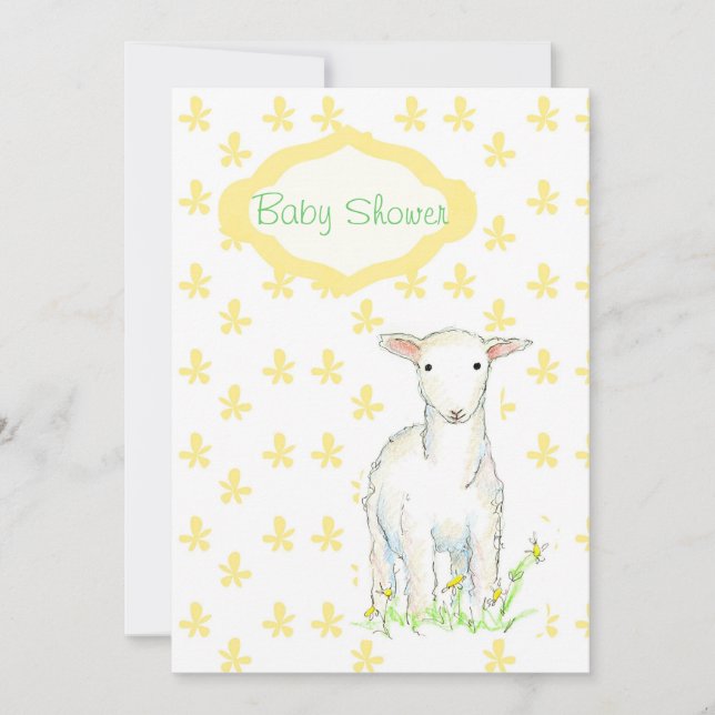 Baby shower Invitation Lampe de ferme dessin anima (Devant)