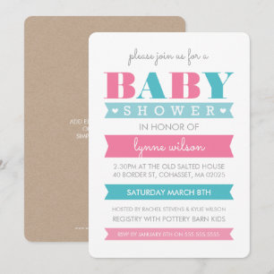 BABY SHOWER INVITATION moderne sexe révéler rose b